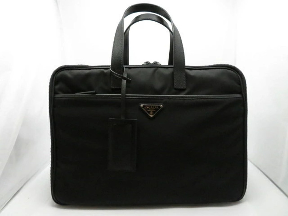 Prada bag briefcase business Saffiano leather black